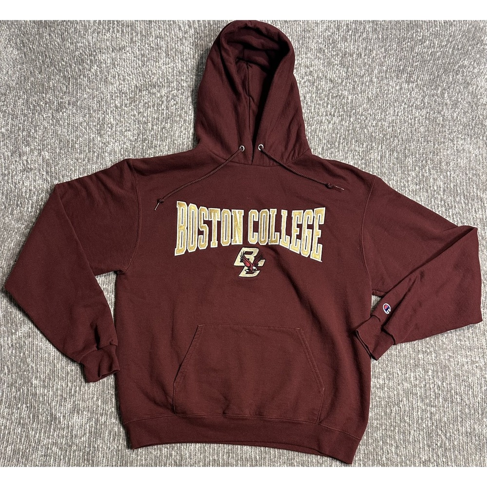 Boston College Eagles Hoodie Mens Large Red Champion Pullover Fleece Sweatshirt